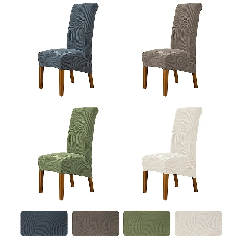 

1/2/4/6pcs High Back Chair Cover Jacquard Stretch XL Size Chair Covers for Dining Room Anti-dirty Easy Care Seat Protectors Home