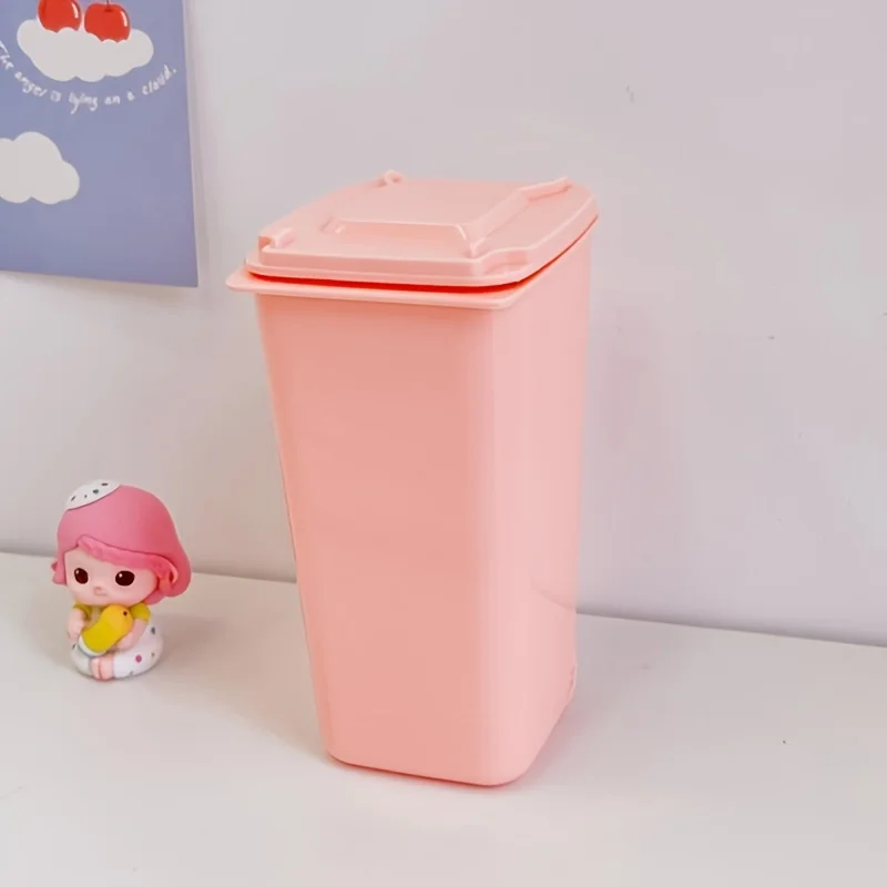 1pc Mini Garbage Can Pencil Holder Containers Desktop Organizer PP