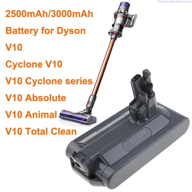 Cameron Sino 2500mAh/3000mAh Battery 969352-02 SV12 206340 for Dyson V10, V10 Total Clean, V10 Cyclone series/Absolute/Animal