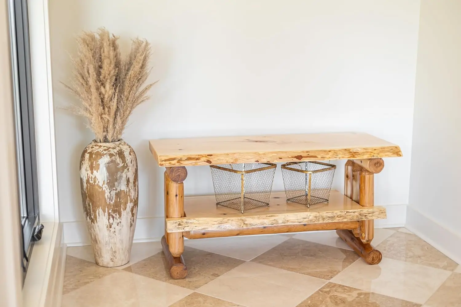 Rustic Pine Wood TV Stand Entertainment Center Storage for Living Room & Bedroom Unfinished, Customized