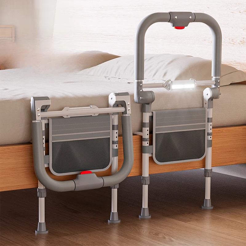 Elderly Standing Up Device Wake-up Aid Equipment Bed Anti Fall Guardrail Assistance Handrail Railing Frame with Body Sensor Lamp