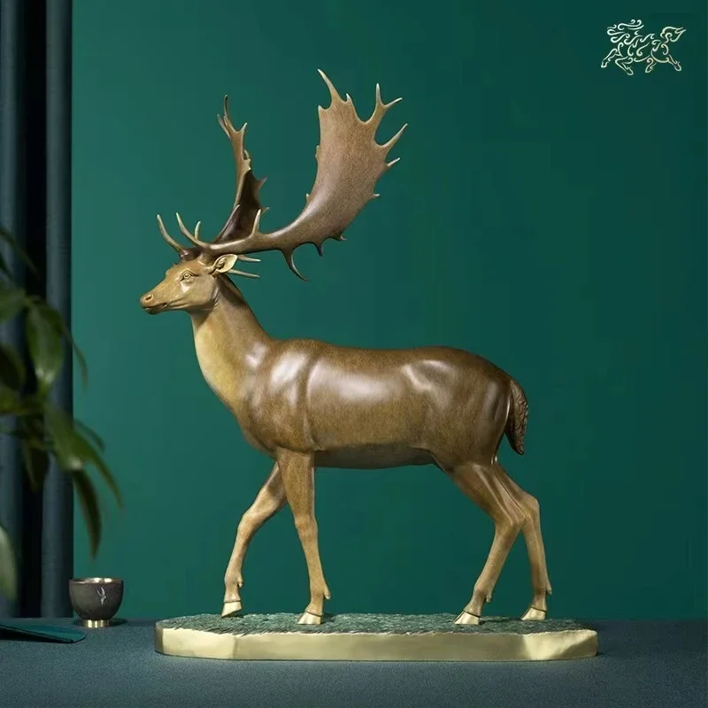 

Медь ручной работы, китайский талисман, украшение в виде животного, скульптура счастливого оленя, аксессуары для дома, декор для гостиной, здоровье и долголетие