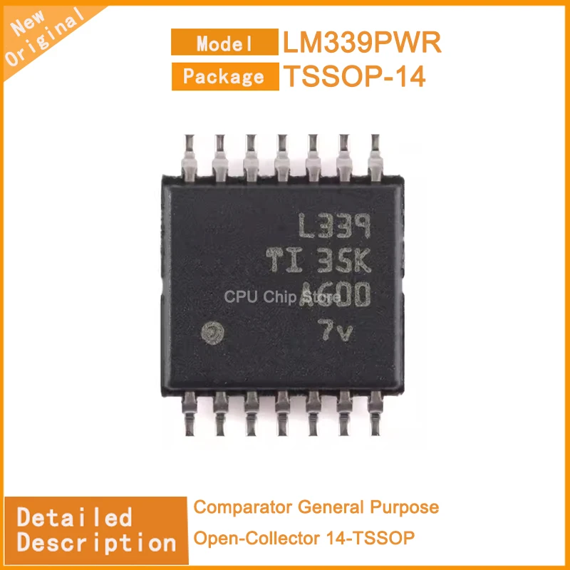 50Pcs/Lot New Original   LM339PWR  LM339 Comparator General Purpose Open-Collector 14-TSSOP