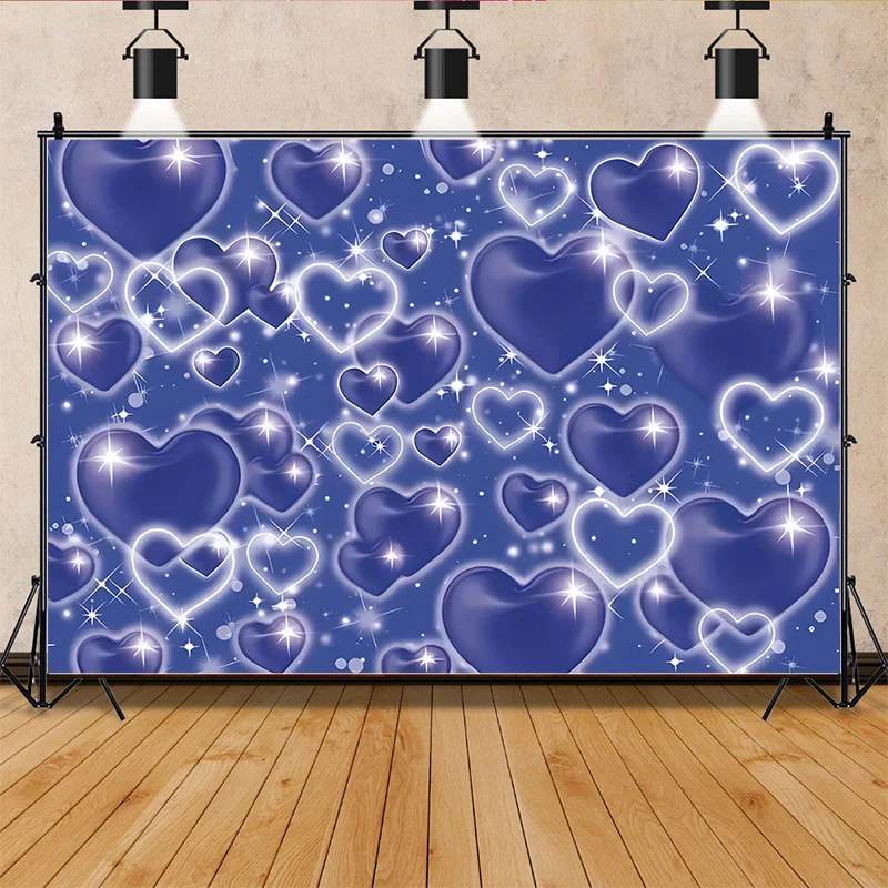 

Vinyl Custom Valentine's Day Wedding Photography Backdrops Props Lover Rose Flower Wall Blue Heart Party Easter Background AL-03