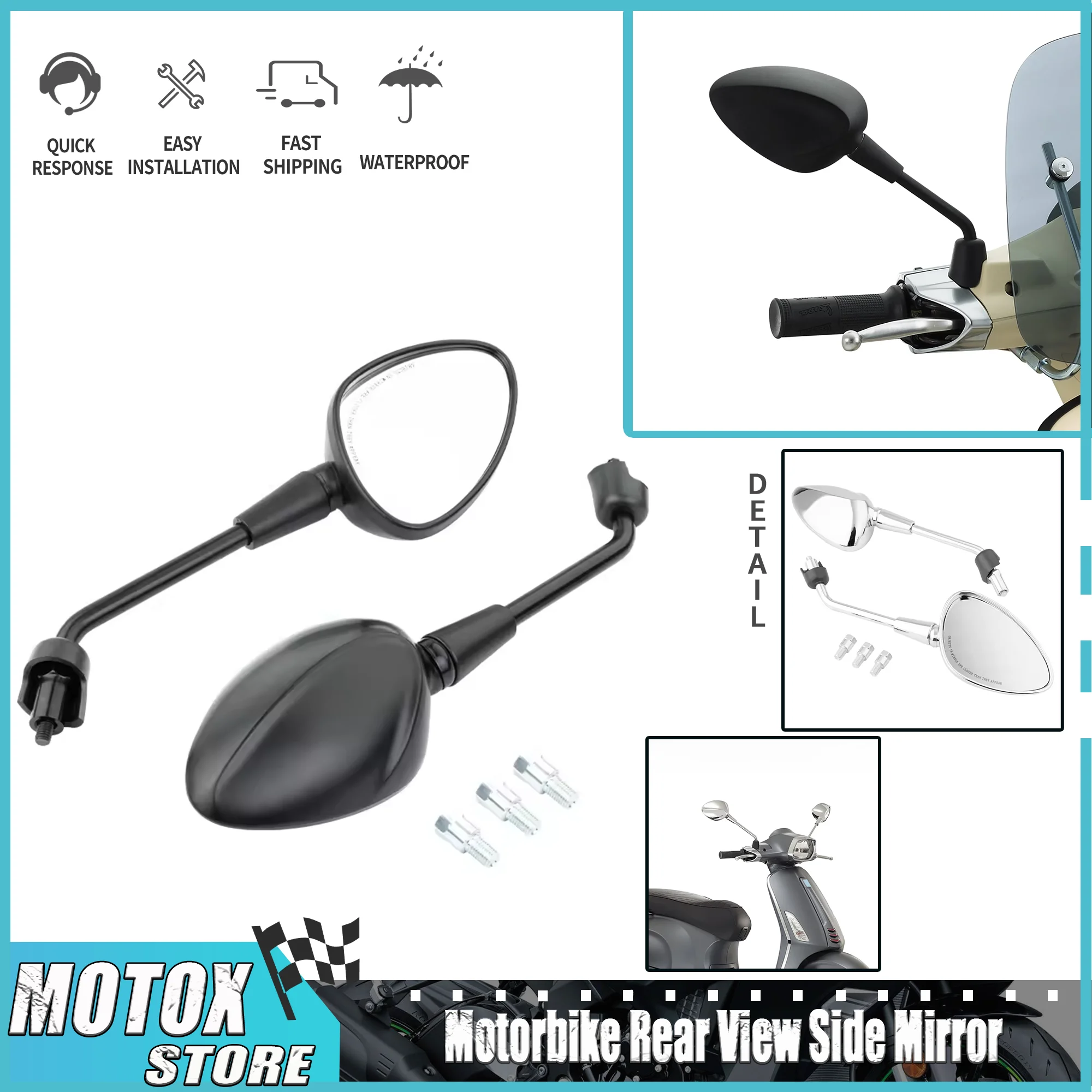 

Motorcycle Accessories Rearview Mirrors Motorbike Rear View Side Mirror For Vespa GTS 300 GTS300 LXS 125 LXS125 Primavera Sprint