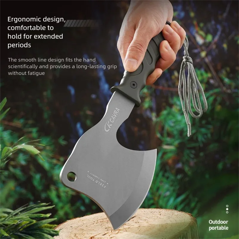 Stainless steel multi-purpose axe, camping, firefighting, rescue, exploration, emergency logging, chopping wood axe