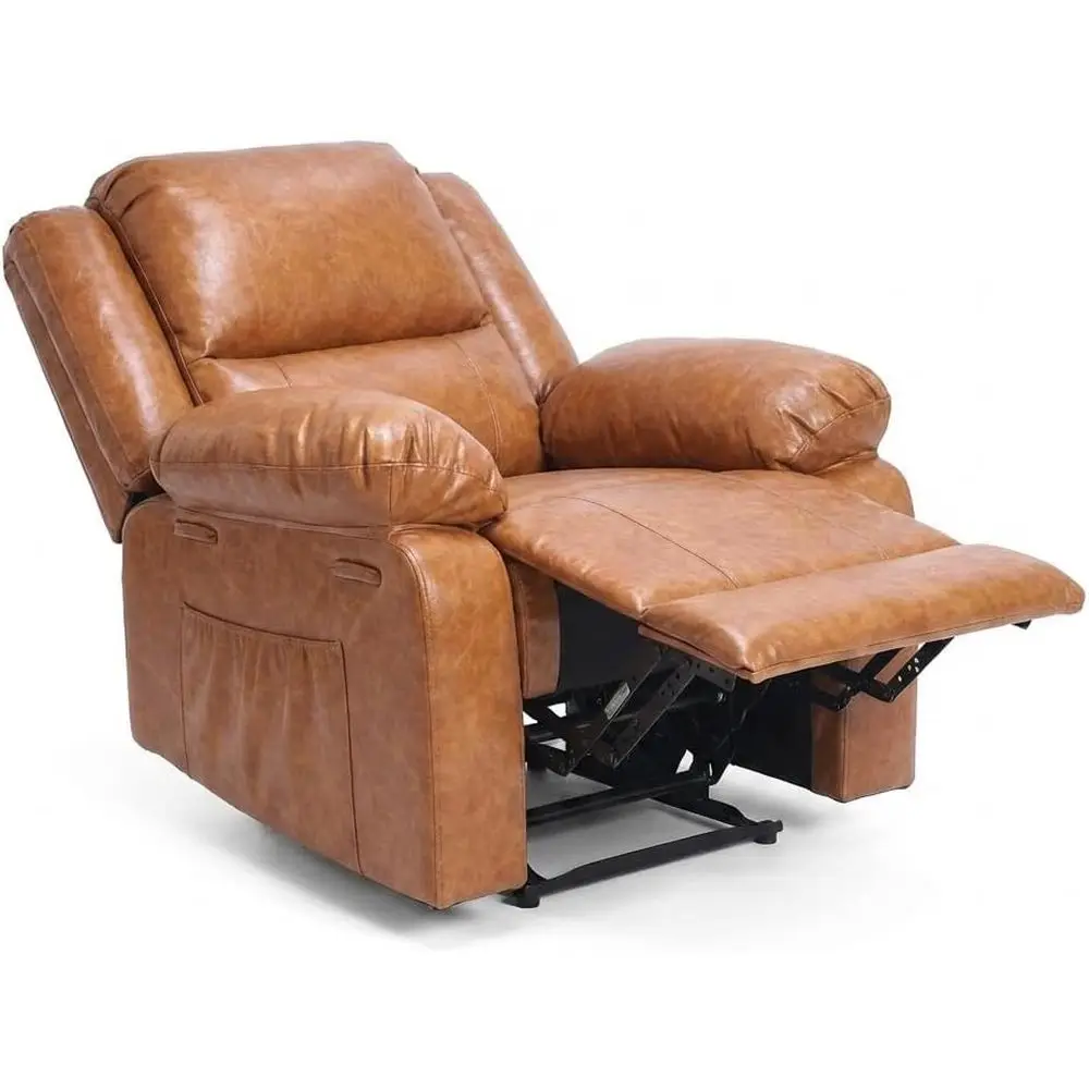 

Electric PU Leather Recliner Chair with Massage, Heat, and Remote Control for Elderly Comfort in Living Room, Vintage Two-Color