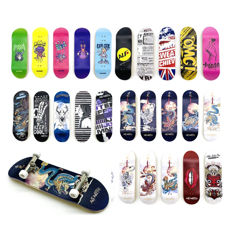 Finger Skateboard Toys Mini Fingerboards With Novelty Pattern For Birthday Gift Small Finger Board Toy With Wheels for kid H01