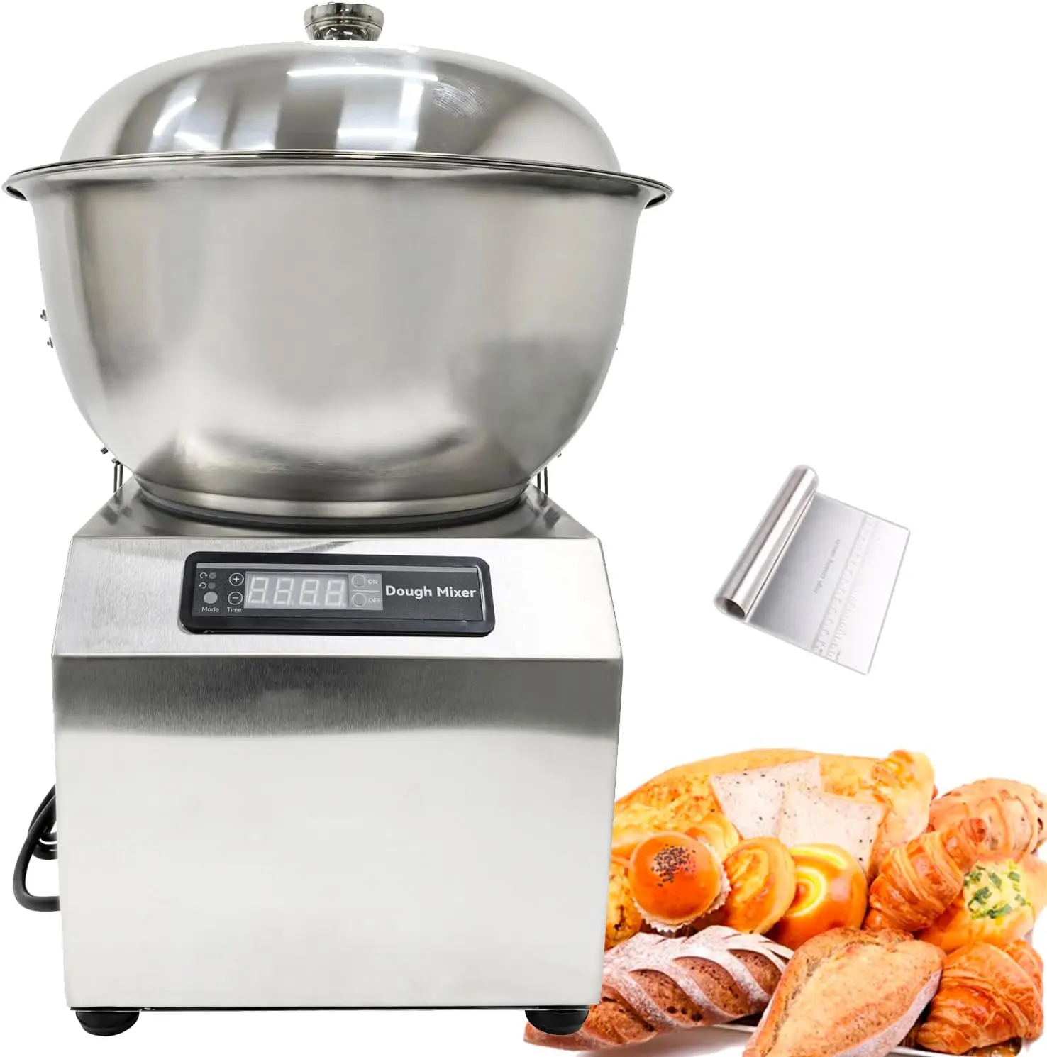 

Detachable Basin Type Dough Mixer 5KG/11LB Stainless Steel Electric Flour Kneading Machine Food Blender Mixer 110V 750W