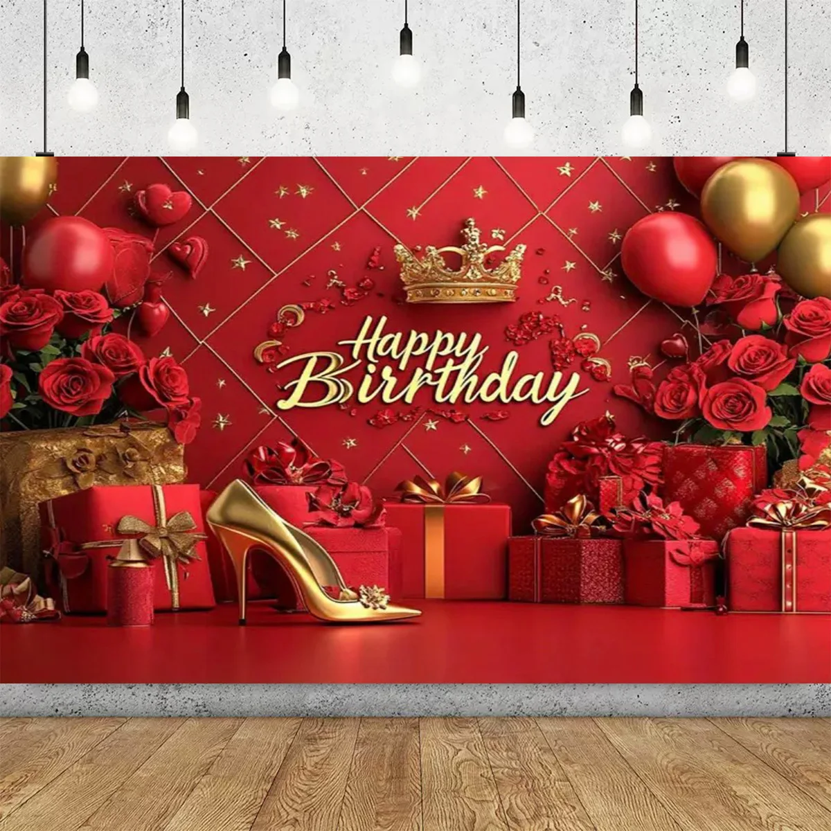 

Queen and Rose Flower Theme Party Decoration Backdrop Girl's Birthday Multi purpose Party Supplies Wall Decoration Banner Gift