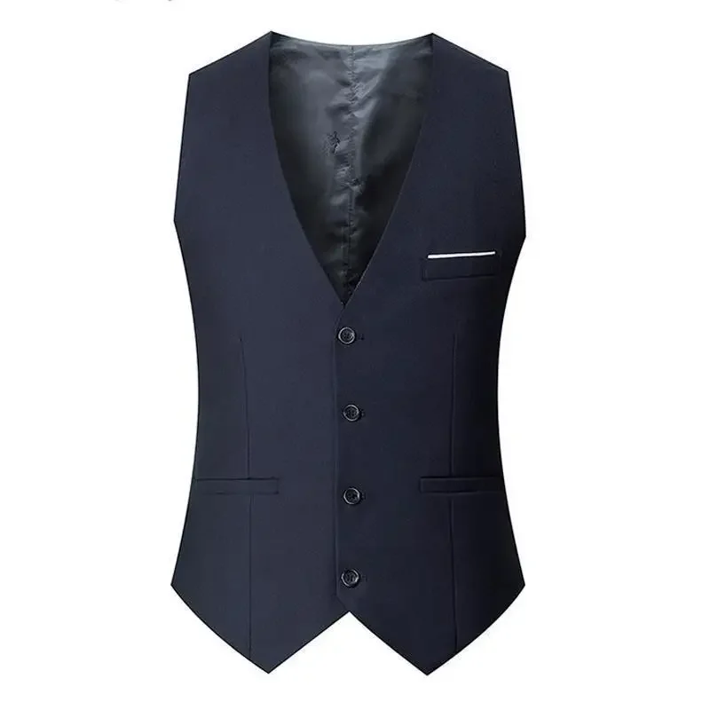 Chaleco Ajustado de un solo pecho para hombre, chaqueta Formal informal de negocios, color negro, gris, azul marino