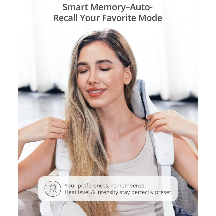 Massaggiatore Shiatsu senza fili per collo e schiena con calore per alleviare il dolore: 10 minuti x 12 usi 3 modalità di massaggio 2 livelli di intensità 3D Knea