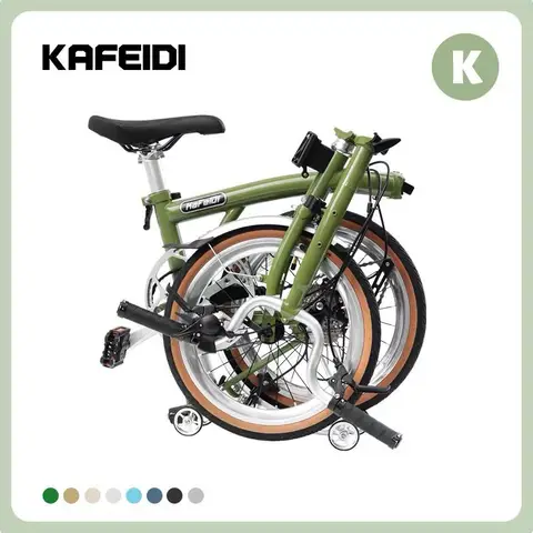 KaFeiDi Gräsgrön Hopfällbar Cykel Krom-Molybdenstål 16-tums/20-tums 9-växlad Trippelvikbar Ramcykel Hopfällbar Racercykel 10 best sales flatland bmx - №4
