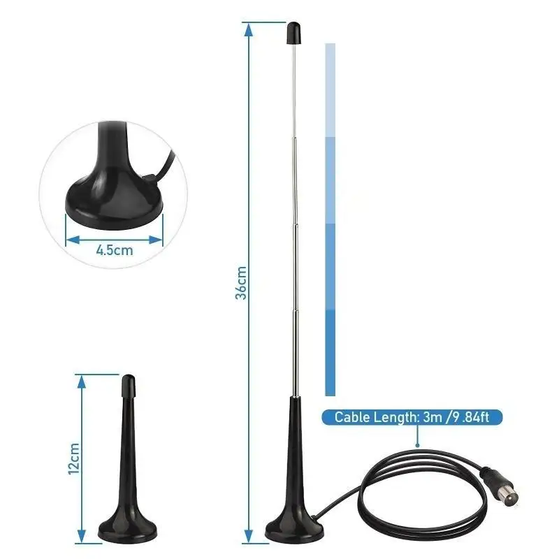 75ohm FM Telescopic Antennas Amplified DAB FM High Gain With 3 Adapters For Home Radio Use view 5