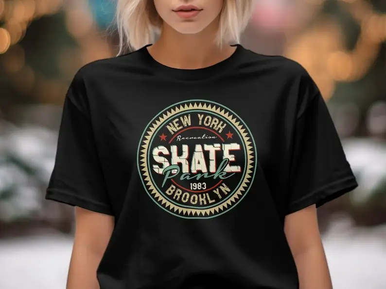 Vintage Brooklyn Skate Park 1983 Recreation Seal T-Shirt, Retro New York Skateboarding Tee, Unisex Graphic Shirt