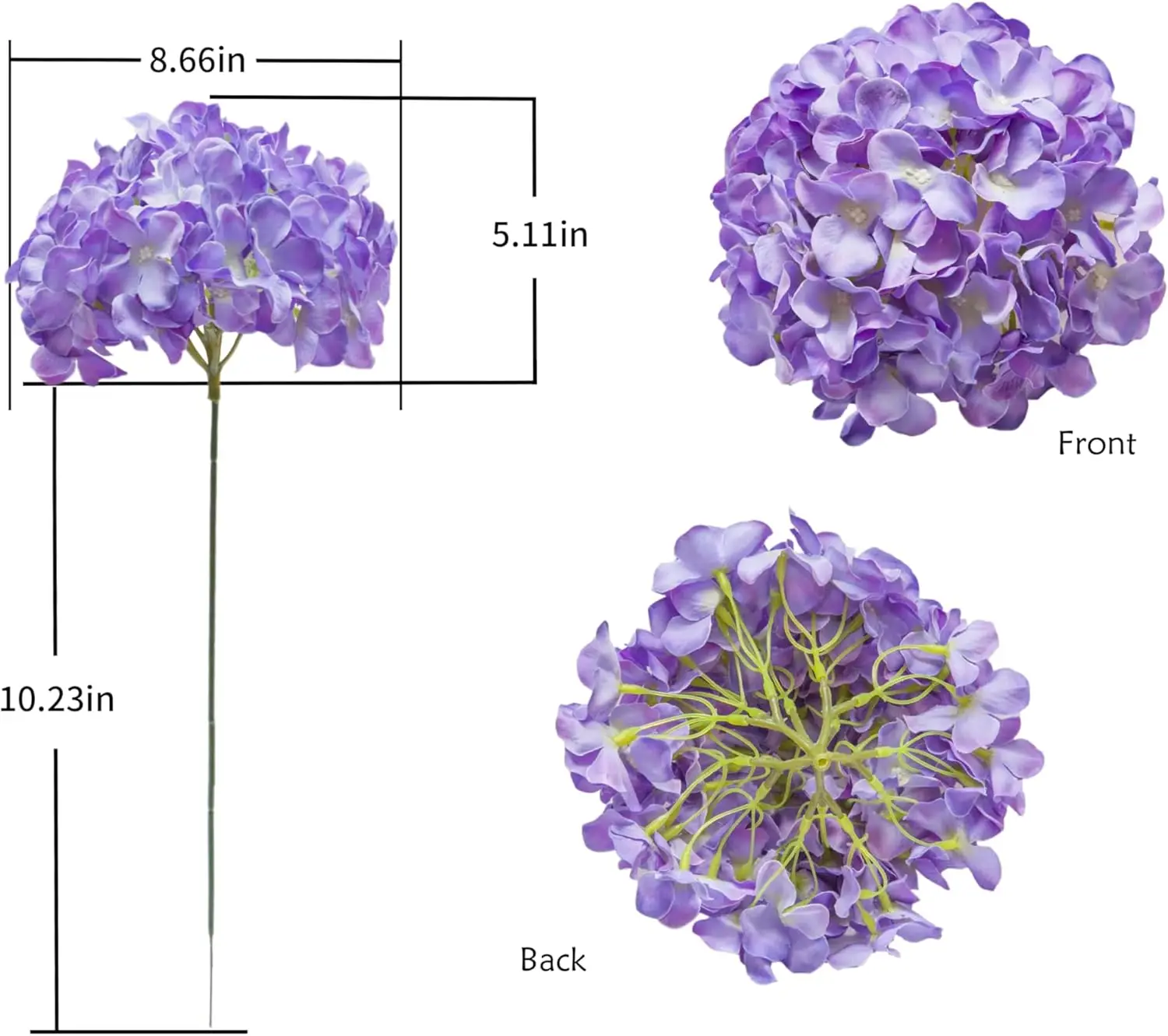6 Stück 8,7 Zoll Seiden-Hortensien-Blütenköpfe mit Stielen, künstliche Hortensien-Blumen für DIY-Hochzeits-Mittelstück, Heimdekoration – Detail 38