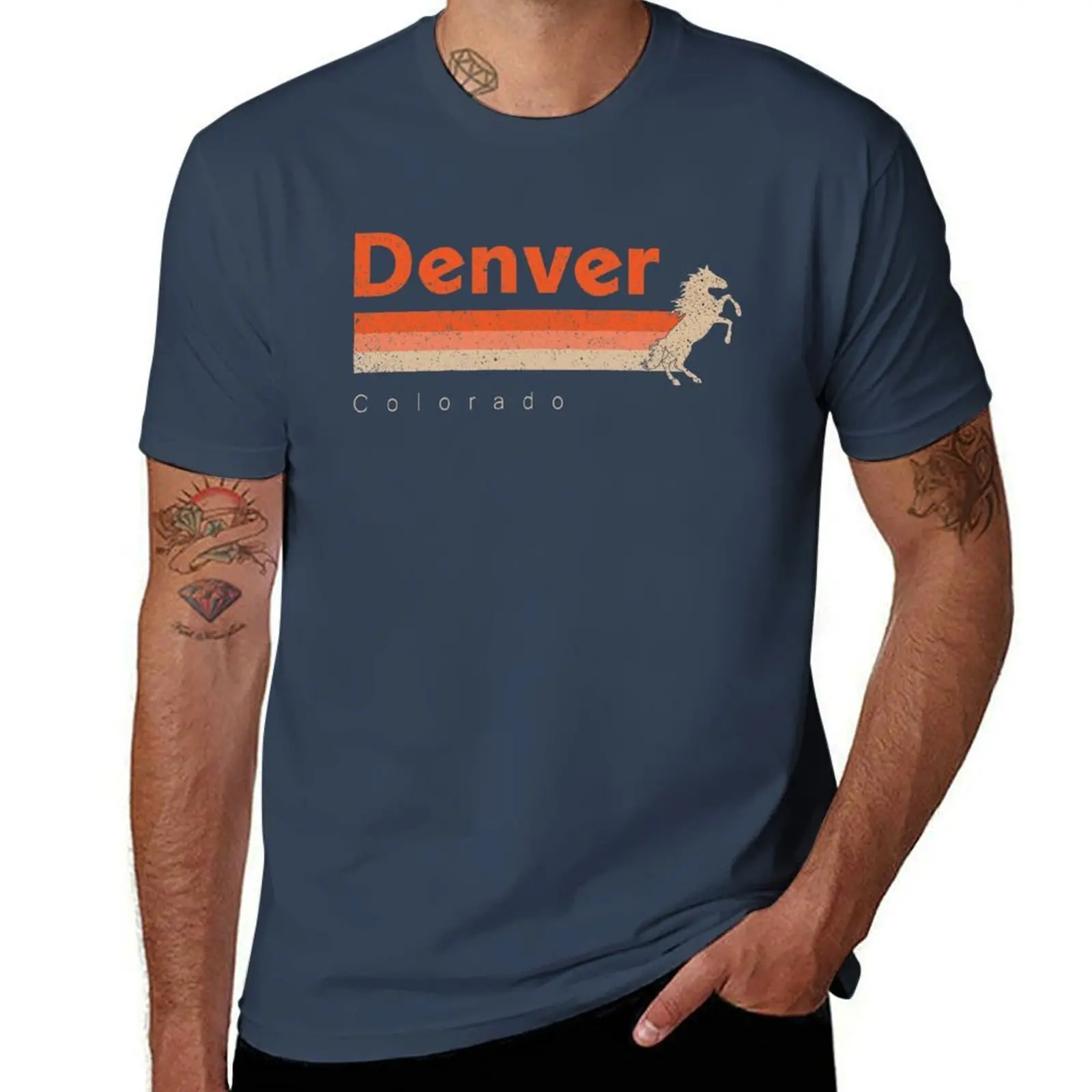 

Vintage Denver Football Retro Colorado Bronco At Gameday T-Shirt Sweat Resistant Workout Tee Shirt