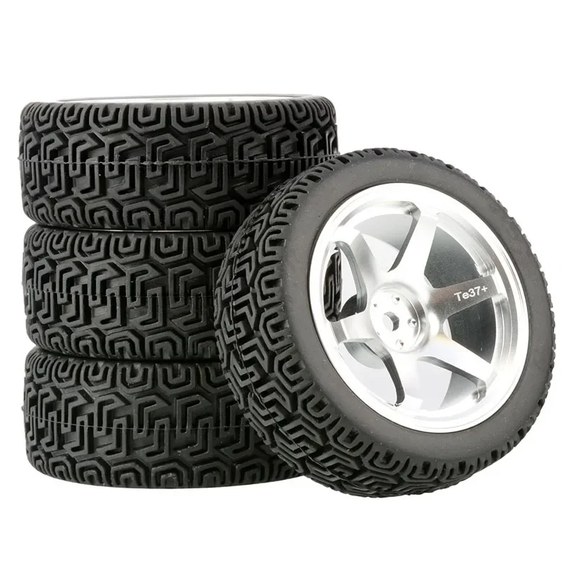 

4Pcs Racing Tires Tyre Metal Wheel Rim 4Pcs For RC 1/10 On-Road Car HSP 94123/94103/94122 D4/D3 FW06 WL144001 MJX16207