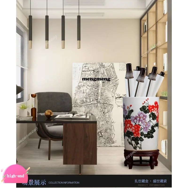 r134 Ceramic large vase quiver painting cylinder scroll calligraphy painting floor flower arrangement living room home decoratio