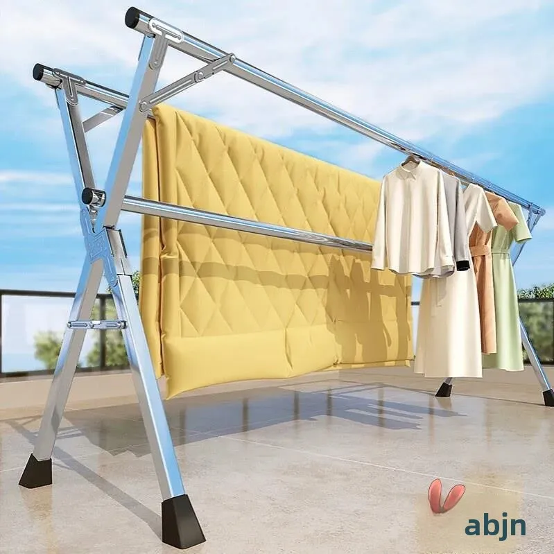 Stainless Steel Floor-Mounted Indoor-Outdoor Balcony Clothes Drying Rack Home Use Quilt Drying Rod Multi-Functional Clothesline