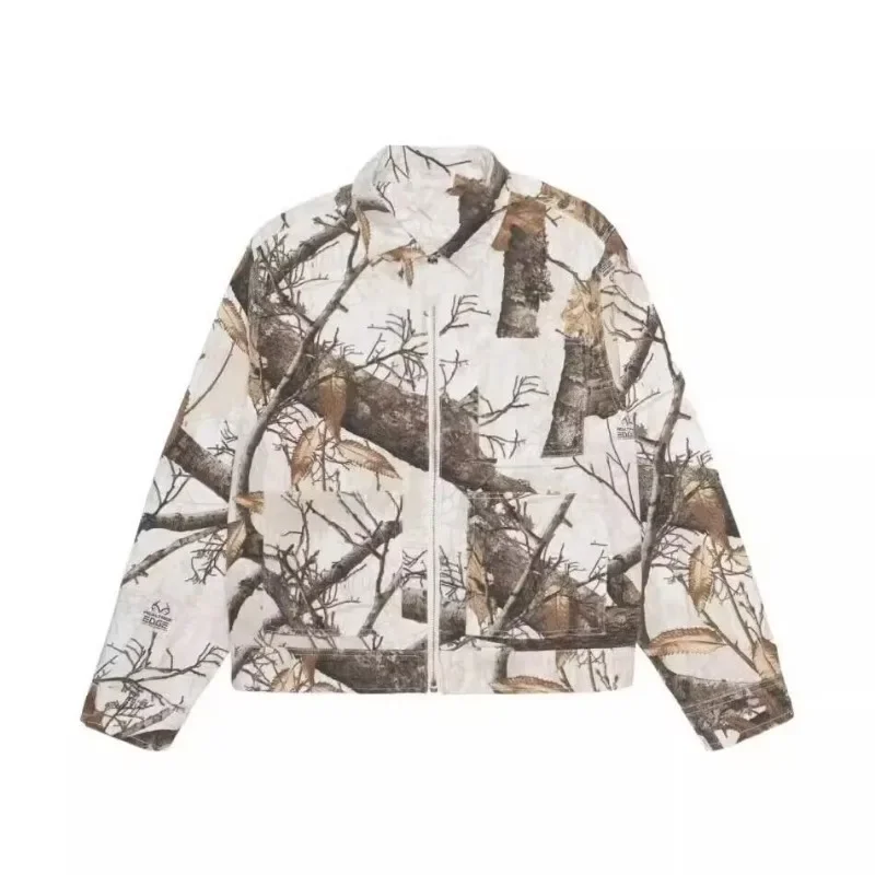 Denim jackets camouflage maple leaf print men's and women's denim jackets American fashion brand fashion street trend tops