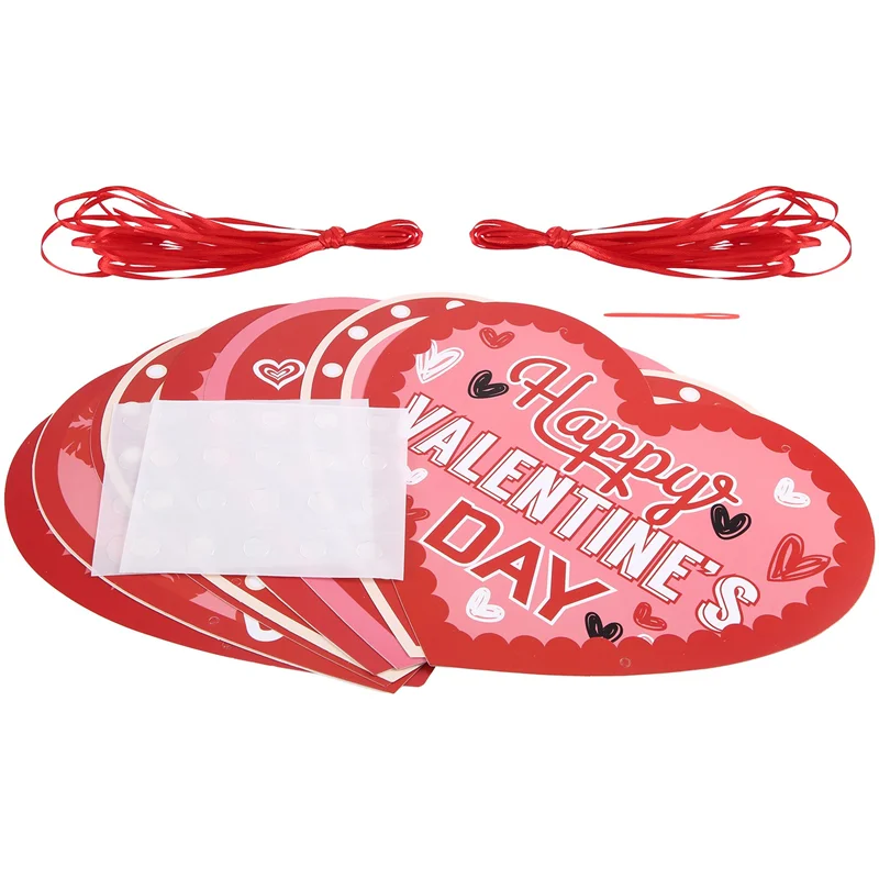 1 Zestaw Dekoracji na Walentynki: Baner Papierowy z Motywem Serca na Drzwi, Wesołych Walentynków