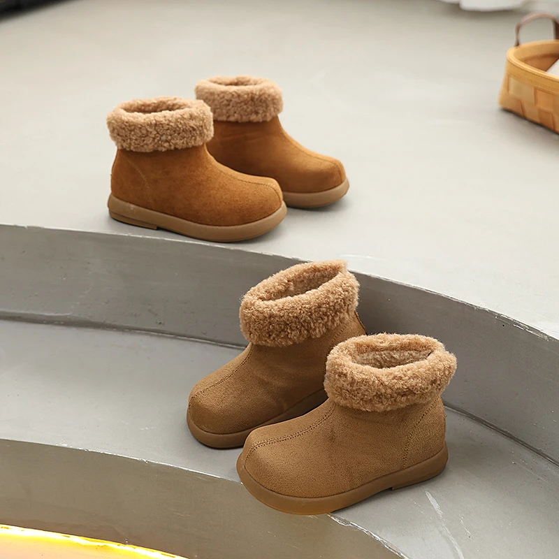 

New Children's Boots for Girls Winter Classic Plush Princess Cotton Boots Fashion Causal Kids Outdoor Plush Boots Solid Color