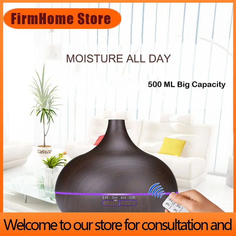 FirmHome StoreHigh Quality Best Selling 500ML Aromatherapy Essential Oil Diffuser Remote Control Ultrasonic Air Humidifier With