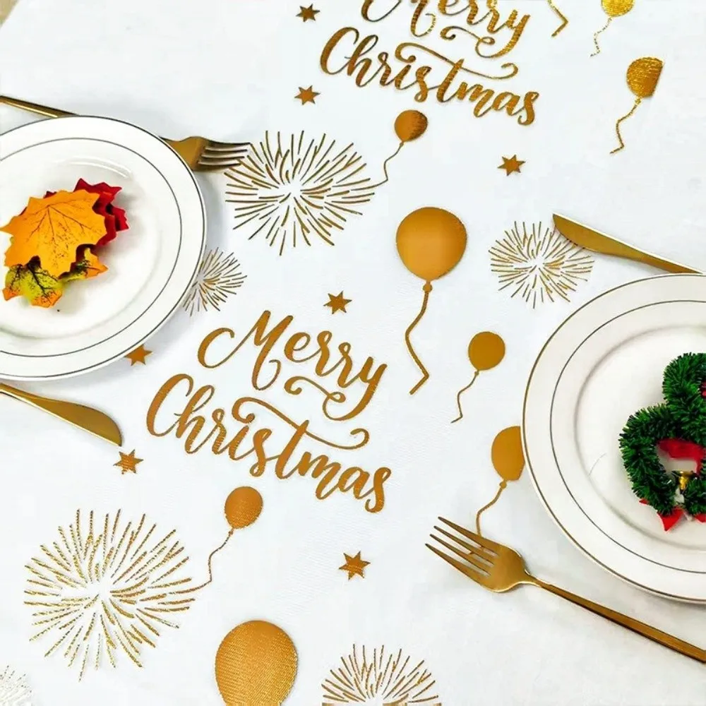 

Hot Stamping Birthday Table Flag Washable Polyester Black Gold Table Runner Balloon Design Glitter Tablecloth Birthday Party