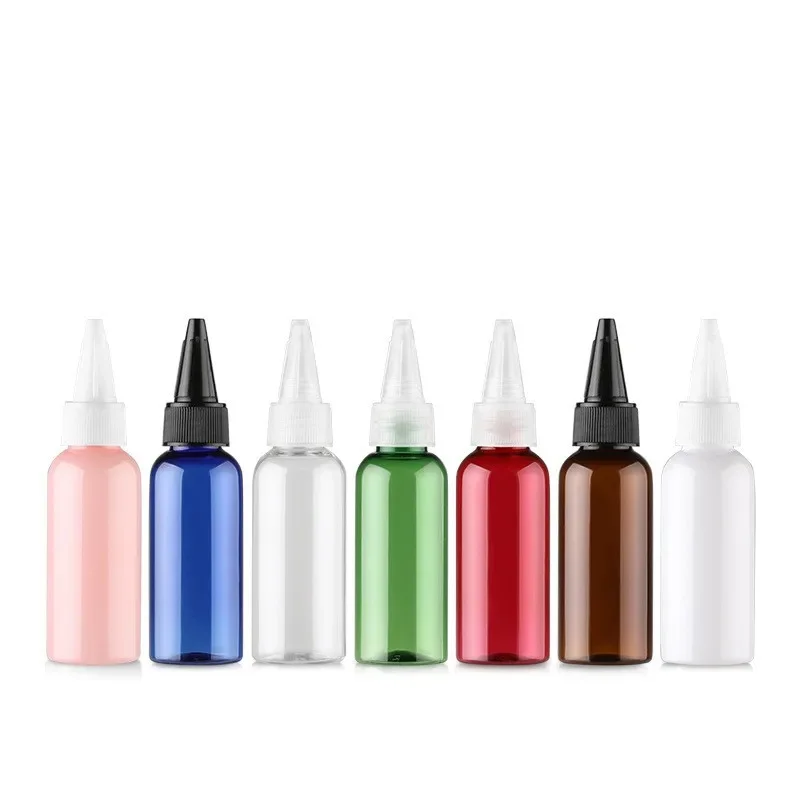 

50ML Point Mouth Cap Lids Bottle Plastic Cosmetic Container Refillable Hair Perm Liquid Essence Oil Dropper Squeeze Makeup Pack