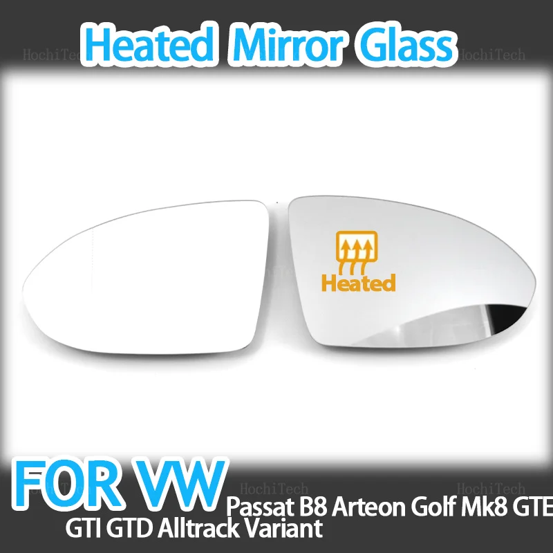 Side Heated Electric Wide Angle Wing Mirror Glass For Volkswagen VW Passat B8 Arteon GTE Alltrack Variant 2015-23 Left or Right