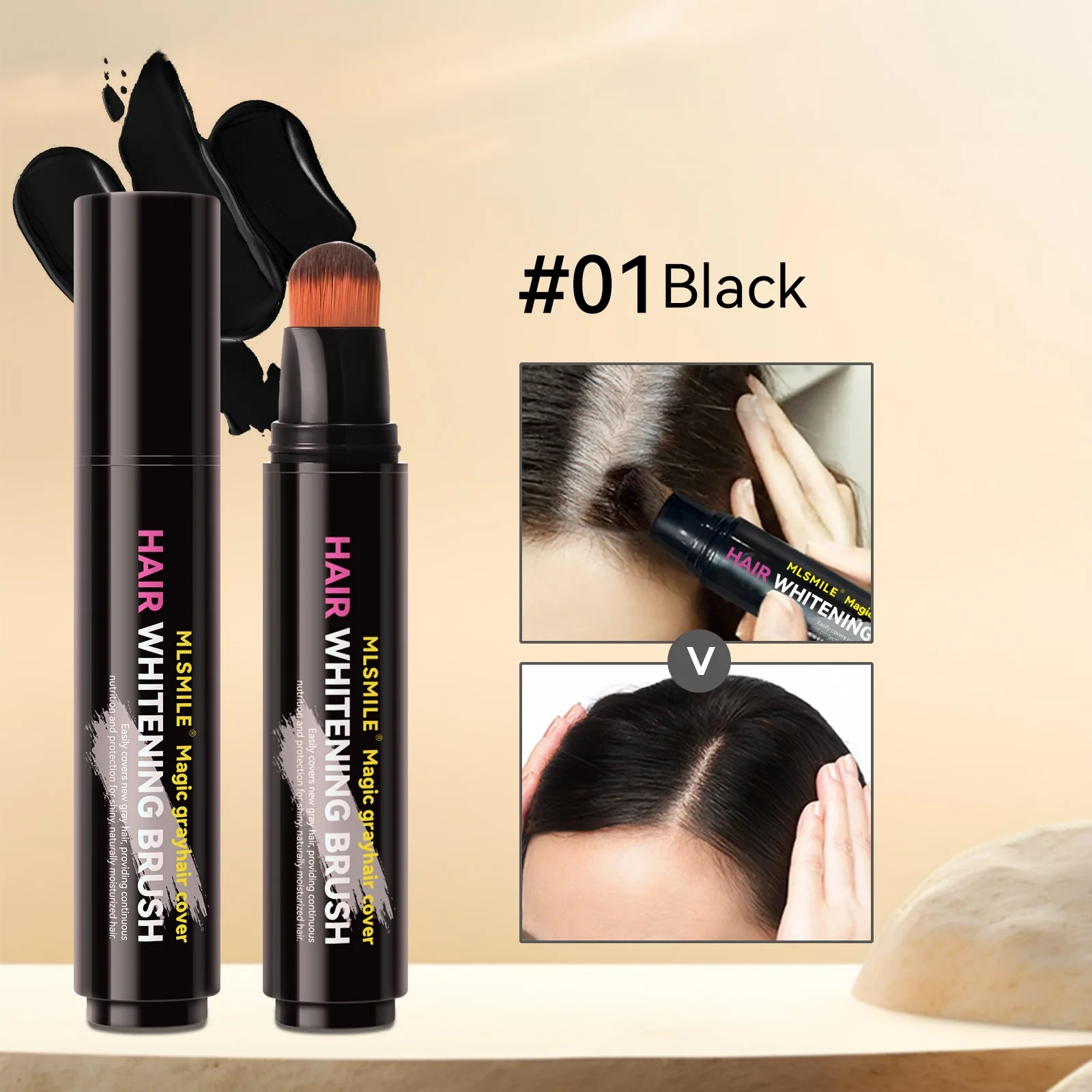 Haarverf Pen Haarwortel Touch Up Zwart Bruin Haarkleur Stick Wegwerp Haarverf Crème Borstel Gemakkelijk mee te nemen Magische Stick