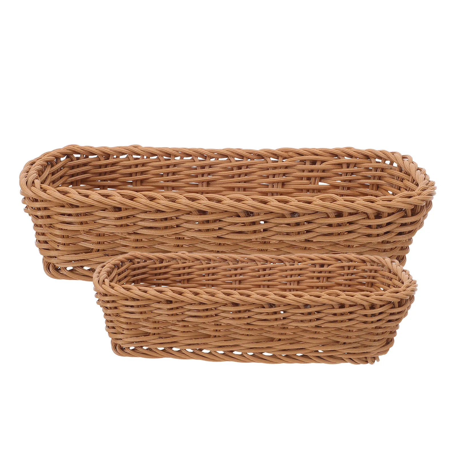 2Pcs Faux Rattan Woven Kitchen Cutlery Organizer Basket Utensil Storage Box Tableware Basket Storage for Counter
