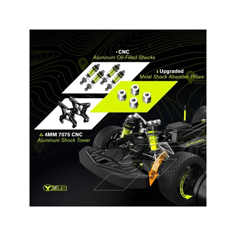 RLAARLO 1/10 Brushless Carbon Fiber RC Drift Cars For Adults With Gyro, Max 50 Mph Fast RC Rally Car, 2.4Ghz All Terrain