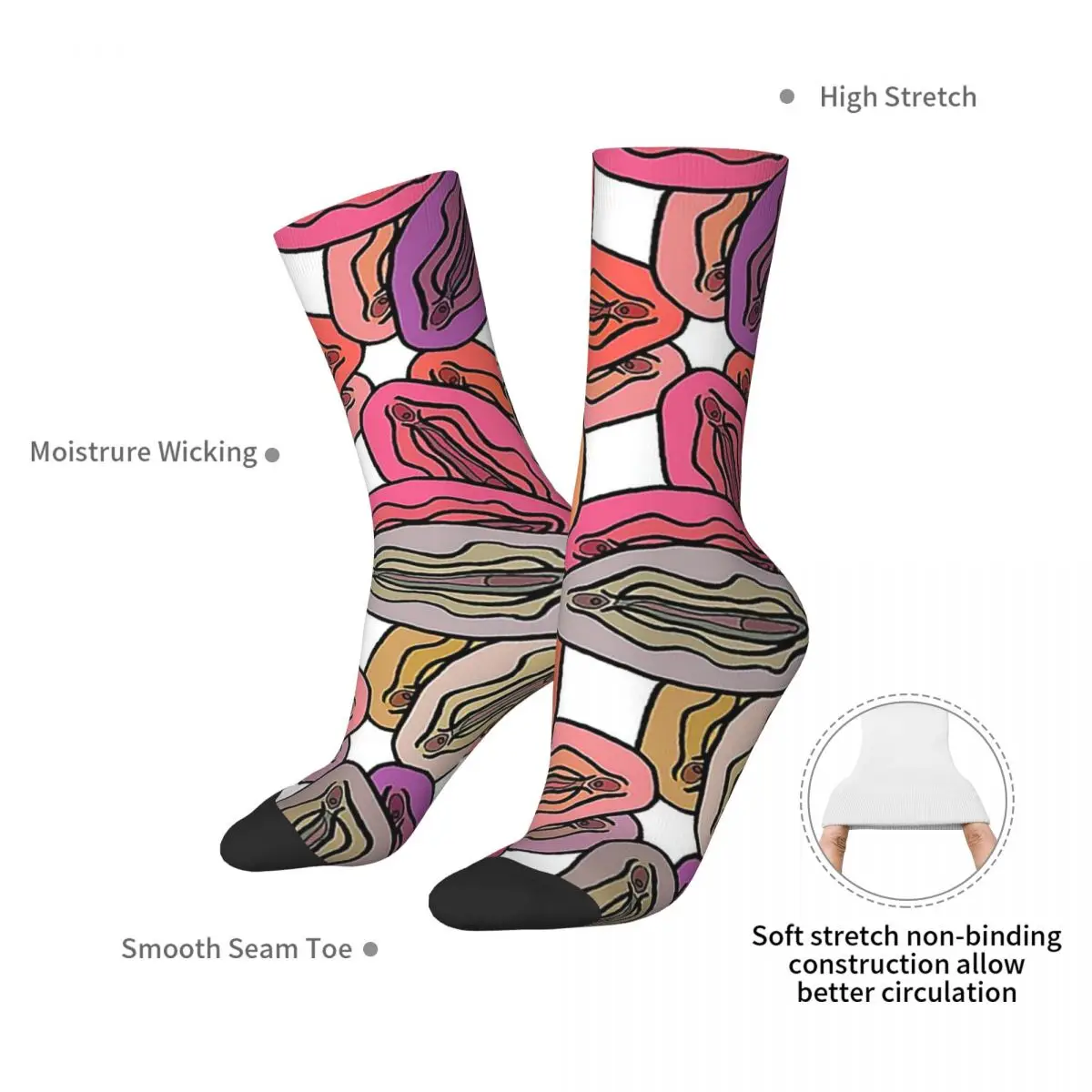 Vulva Colorful Pattern Socks Harajuku High Quality Stockings All Season Long Socks Accessories for Man's Woman's Gifts