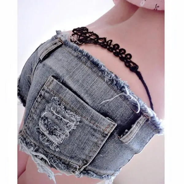Denim shorts katoenen elastische franjes, nostalgische kleuren gewassen nachtclubs paaldansen hete meisjes strakke hotpants met lage taille 2025