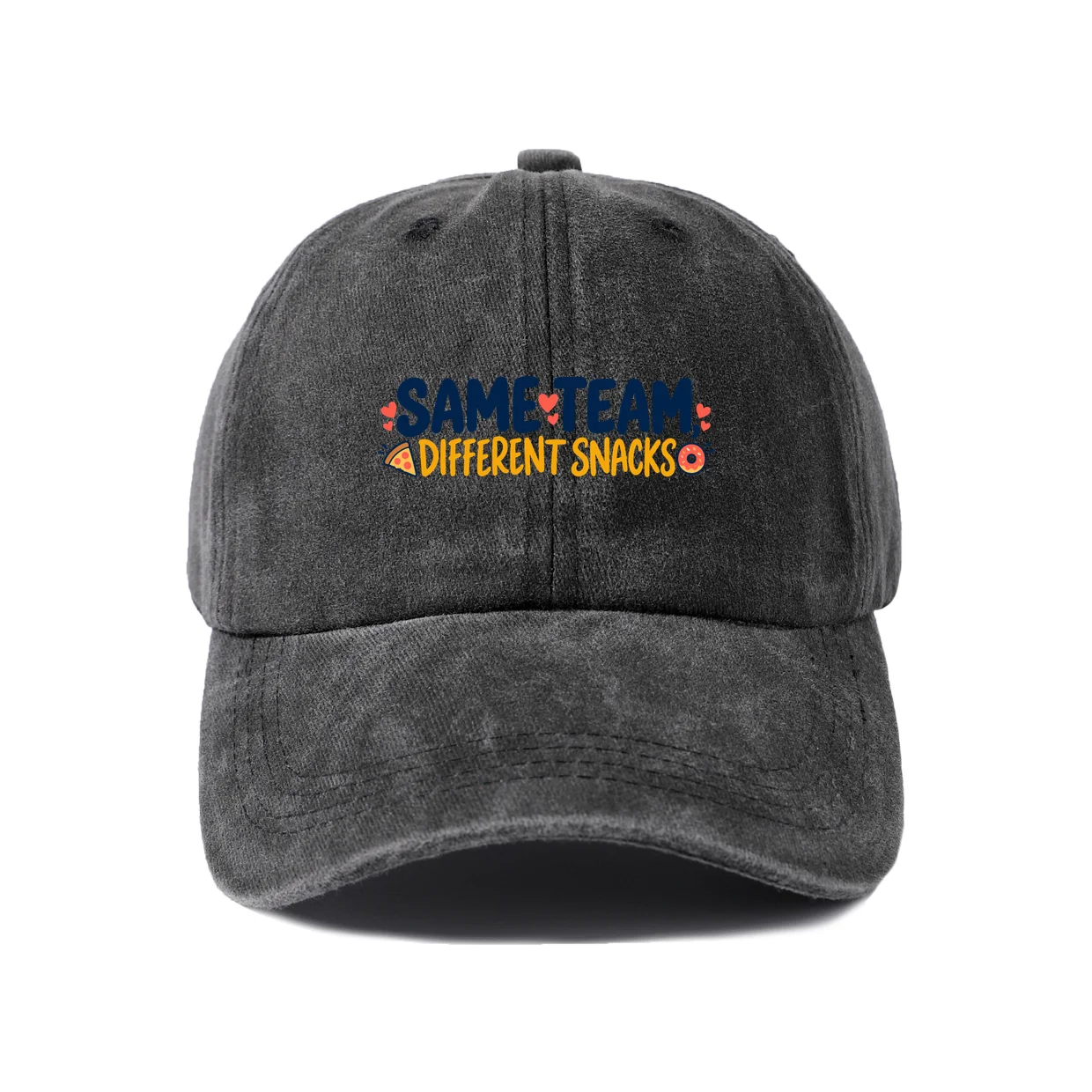 Same Team Different Snacks Graphic Vintage Washed Baseball Cap, Adjustable Unisex Dad Hat, Casual Gift
