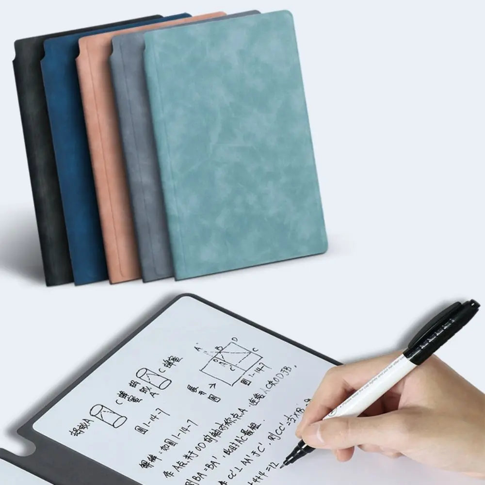 

Reusable A5 Whiteboard Notebook With Whiteboard Pen With Erasing Cloth Erasable Whiteboard Draft Stationery Leather