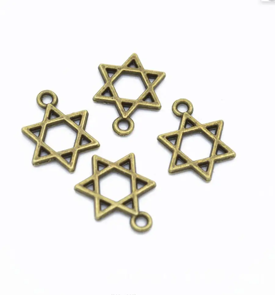 300pcs Hexagram Star Of David Charms Pendants For Bracelet Jewelry Making DIY Handmade Craft 17*13mm F0419