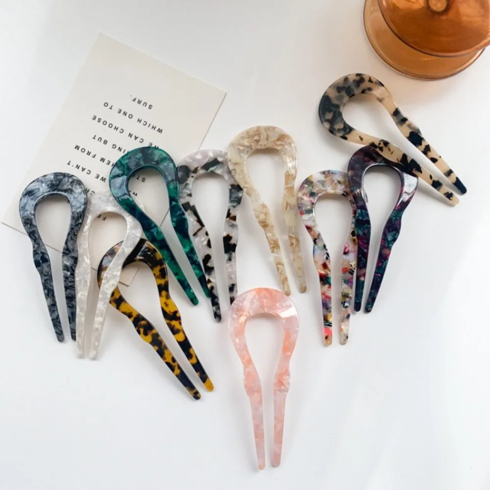 Easy to use Creative Design Hair Fork Hair Accessory U-Shaped Hair Sticks Resin Hair Styling Tools Women