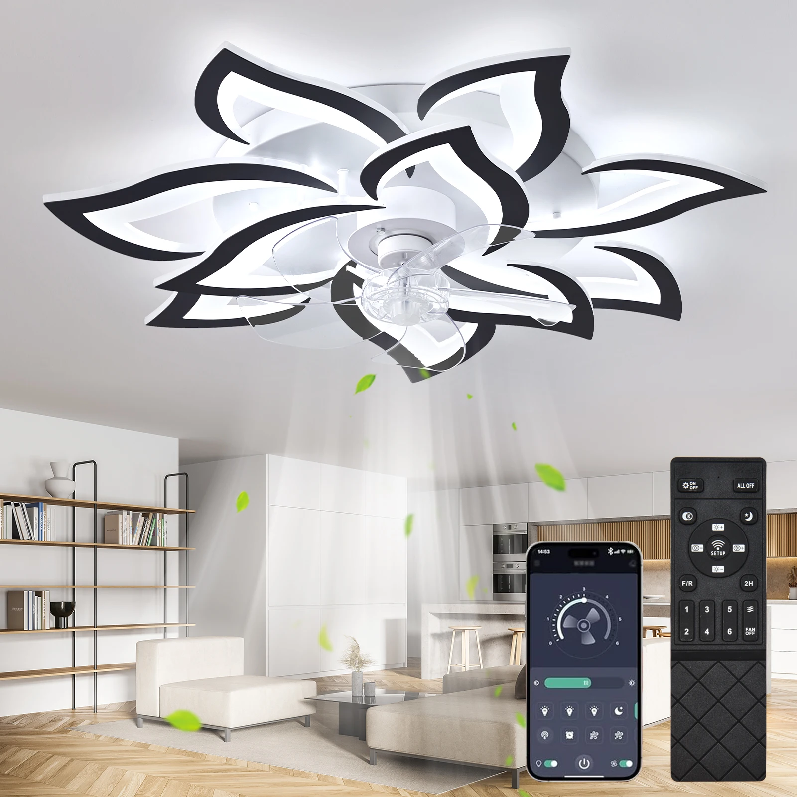 Plafondventilator met verlichting 100W lamp met ventilator Dimbare LED plafondventilator met licht voor woonkamer slaapkamer