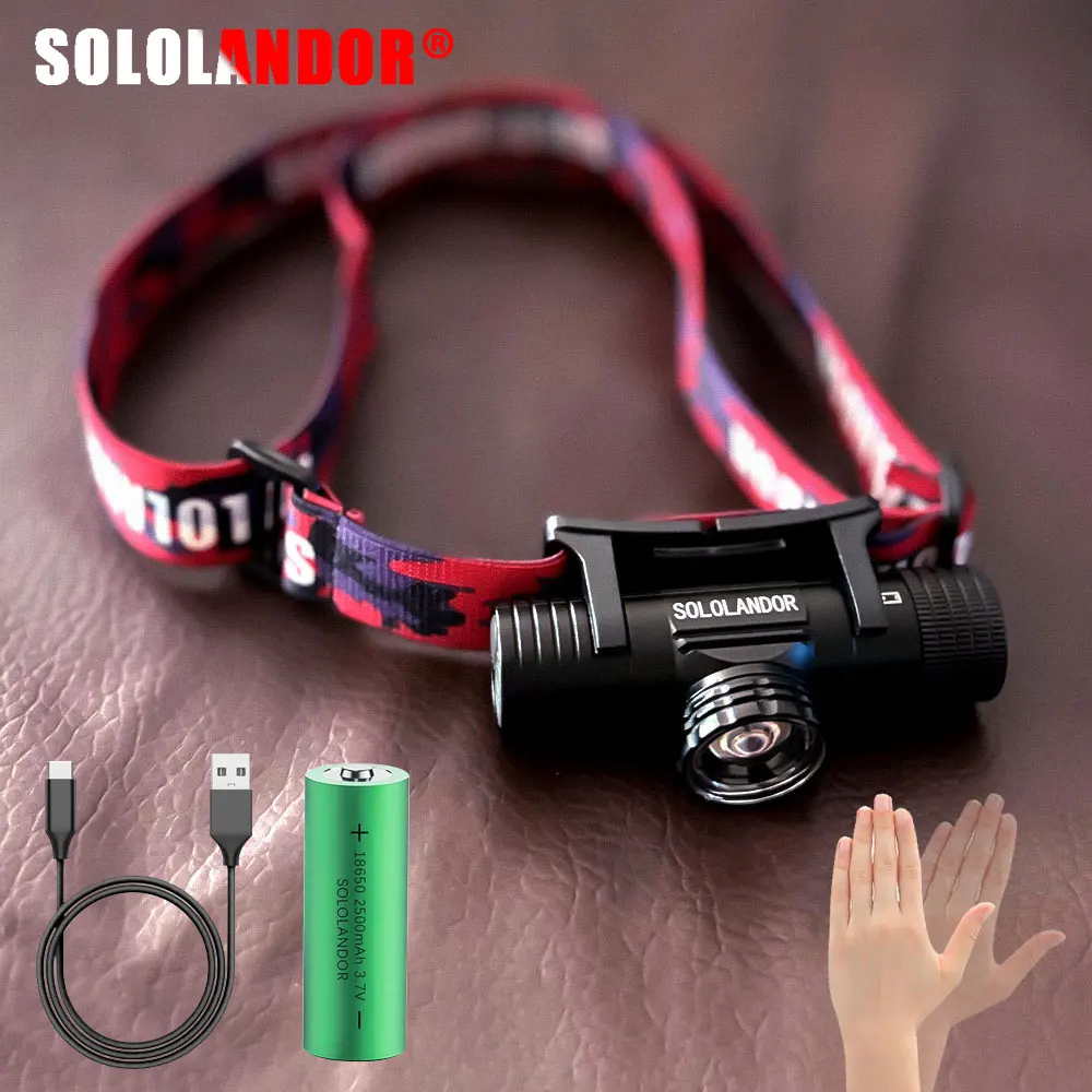 

Лидер продаж, новейший уличный сенсорный налобный фонарь с поворотным зумом, светодиодный перезаряжаемый камуфляжный фонарь высокой мощности типа C для кемпинга