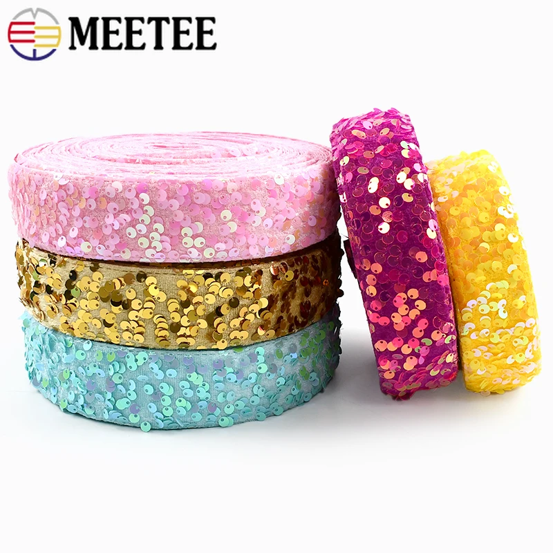 

2/5Yards 38mm Sequin Lace Fabric for Sewing Wedding Clothes Laces Dress Decorative Trimmings Stitching Webbing Craft Accessories