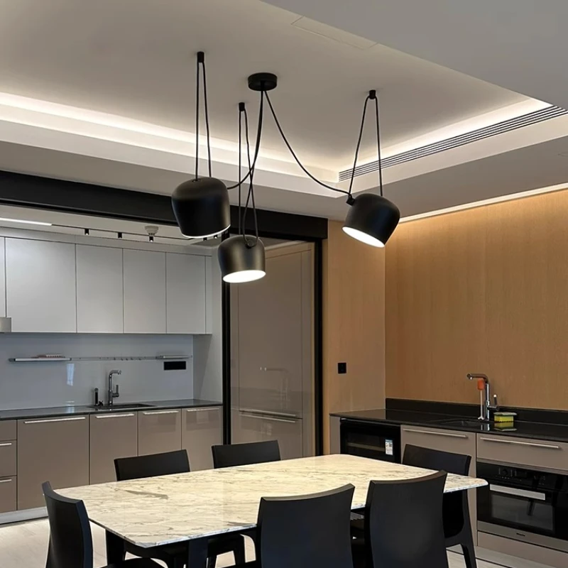 

Italian designer duplex staircase can be displaced restaurant chandelier industrial style art multi-head Aim snare drum