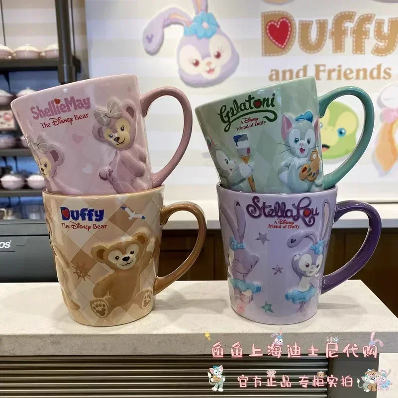 Original Disney Anime Figures Duffy Shelliemay Linabell Cookie Ann Water Cup Milk Cup Ceramic Cup Desktop Ornament Cute Gift