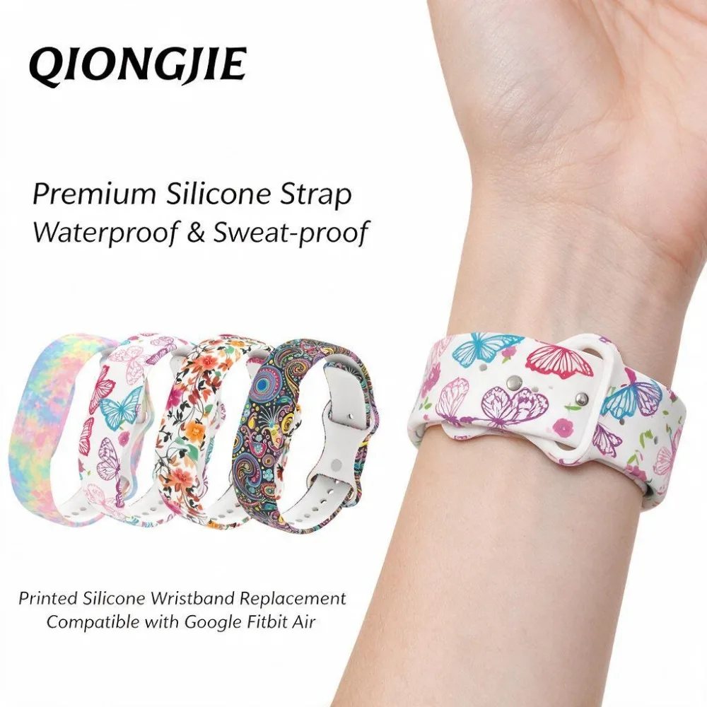 Colorful Print Silicone Strap For Google Fitbit Air Butterfly Buckle Sport Replacement Wristband Fitness Accessory