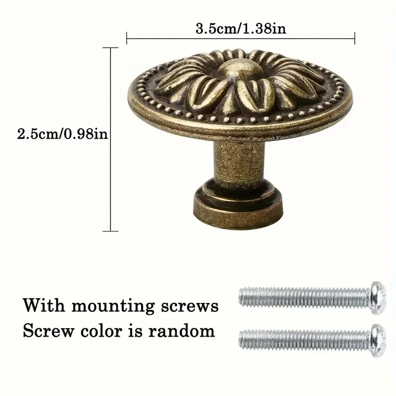 

12pcs Cabinet Door Handle Retro Bronze Simple Drawer Handle Dressing Table Wardrobe Bathroom Small Round Handle With Screw
