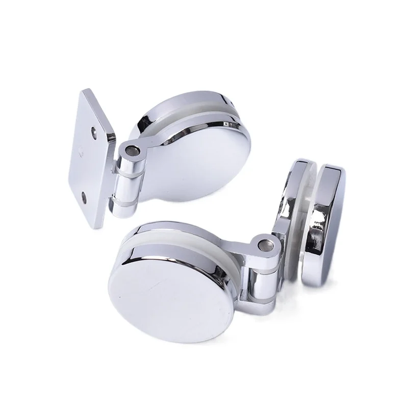 2Pcs/Lot 90 180 Degrees Zinc Shower Box Screen Frameless Glass Hinge Mortise decorative cover round chrome