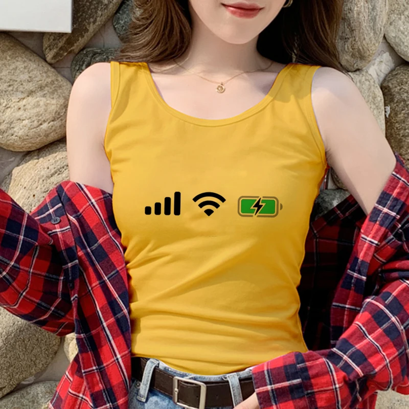 Aesthetic Signal Graphics Crop Tops Sleevleless Vest Babay Tee Sexy Streetwear Women's Summer Suspenders Y2K Clothes Shirt 2000s