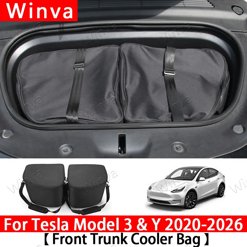 For Tesla Model Y 2020-2026 & Model 3 2020-2026 Frunk Cooler Organizer Insulation Cooler Bag Front Trunk Storage Organizers